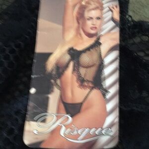 Risqué Two piece lingerie, black lace. NWT